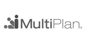 Pixelated gray logo on black background